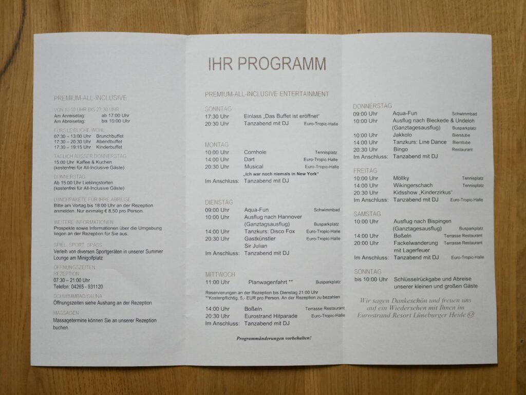 Eurostrand Resort Lüneburger Heide Programm
